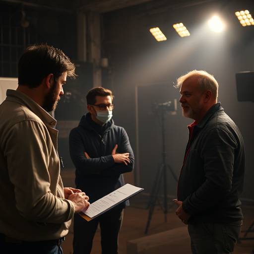 Film producers discussing a project on set